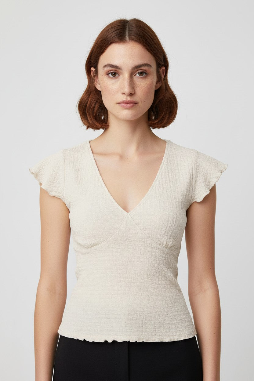 Amisu Damen Top Beige Größe XS