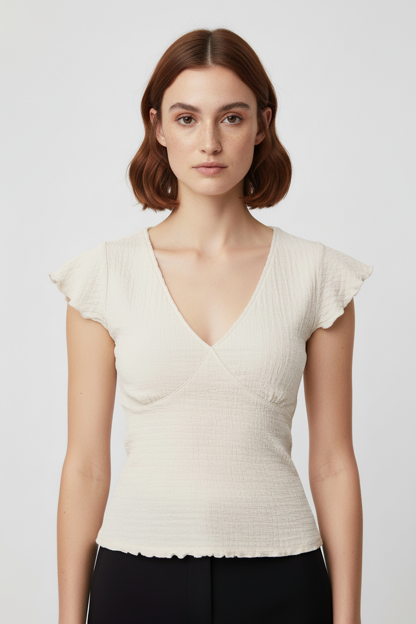 Amisu Damen Top Beige Größe XS