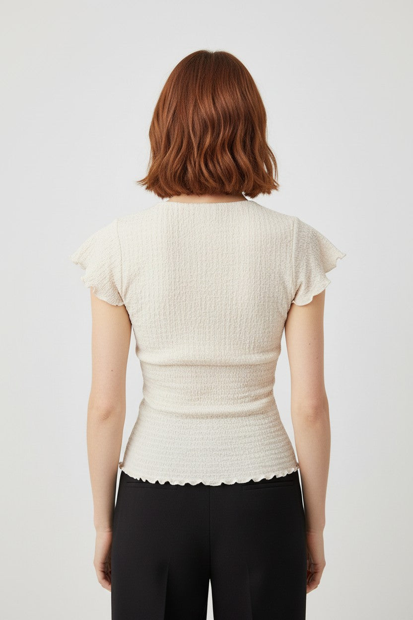 Amisu Damen Top Beige Größe XS