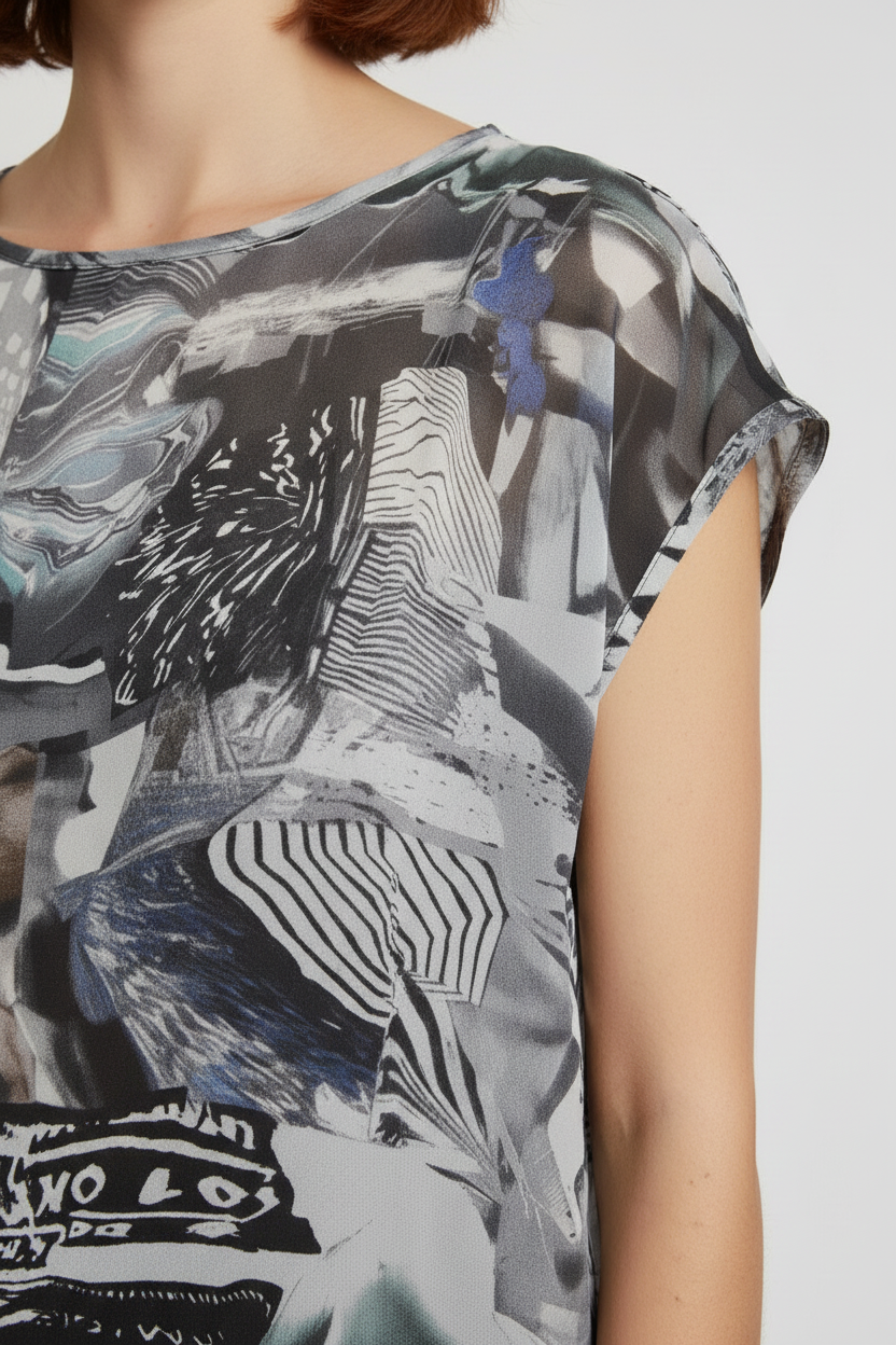 Bitte Kai Rand Damen Top Schwarz Weiß Grau Größe XXL