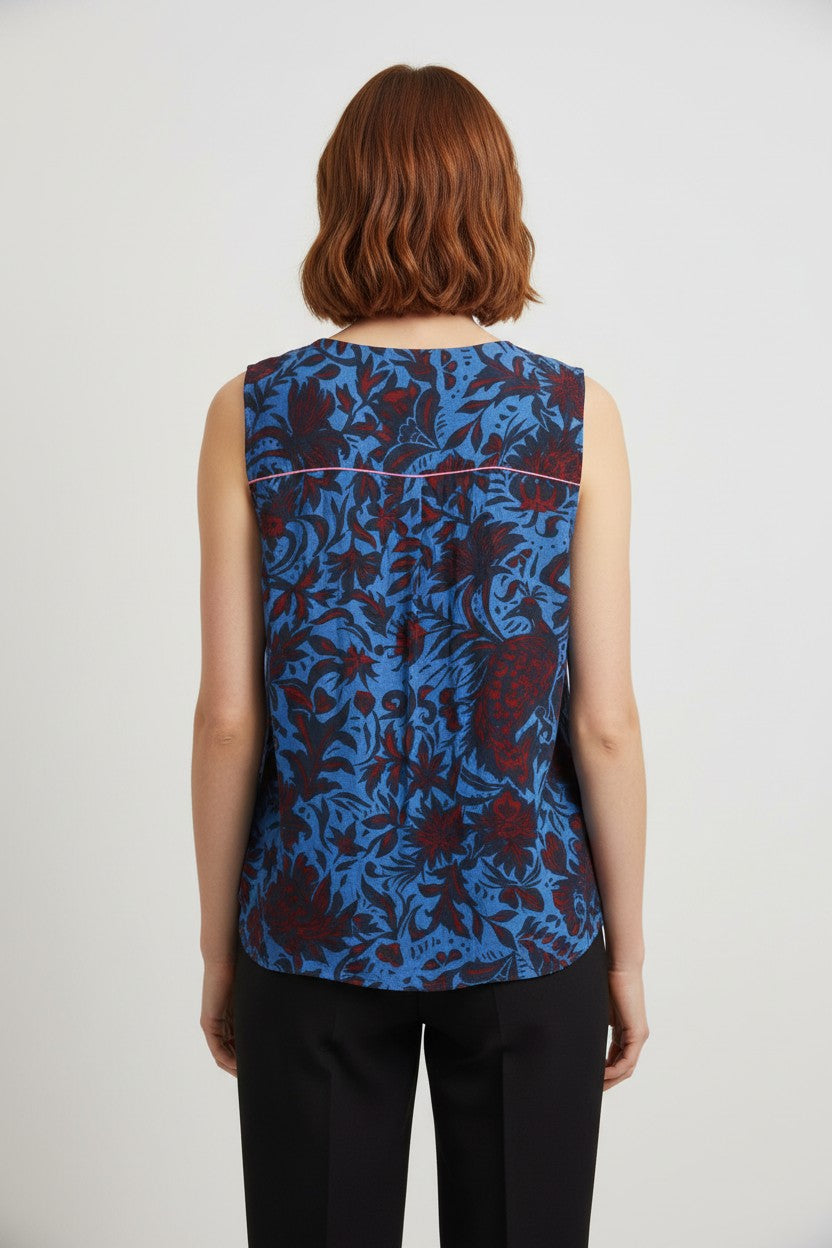 Cecil Damen Top Blau Rot Schwarz Größe XXL