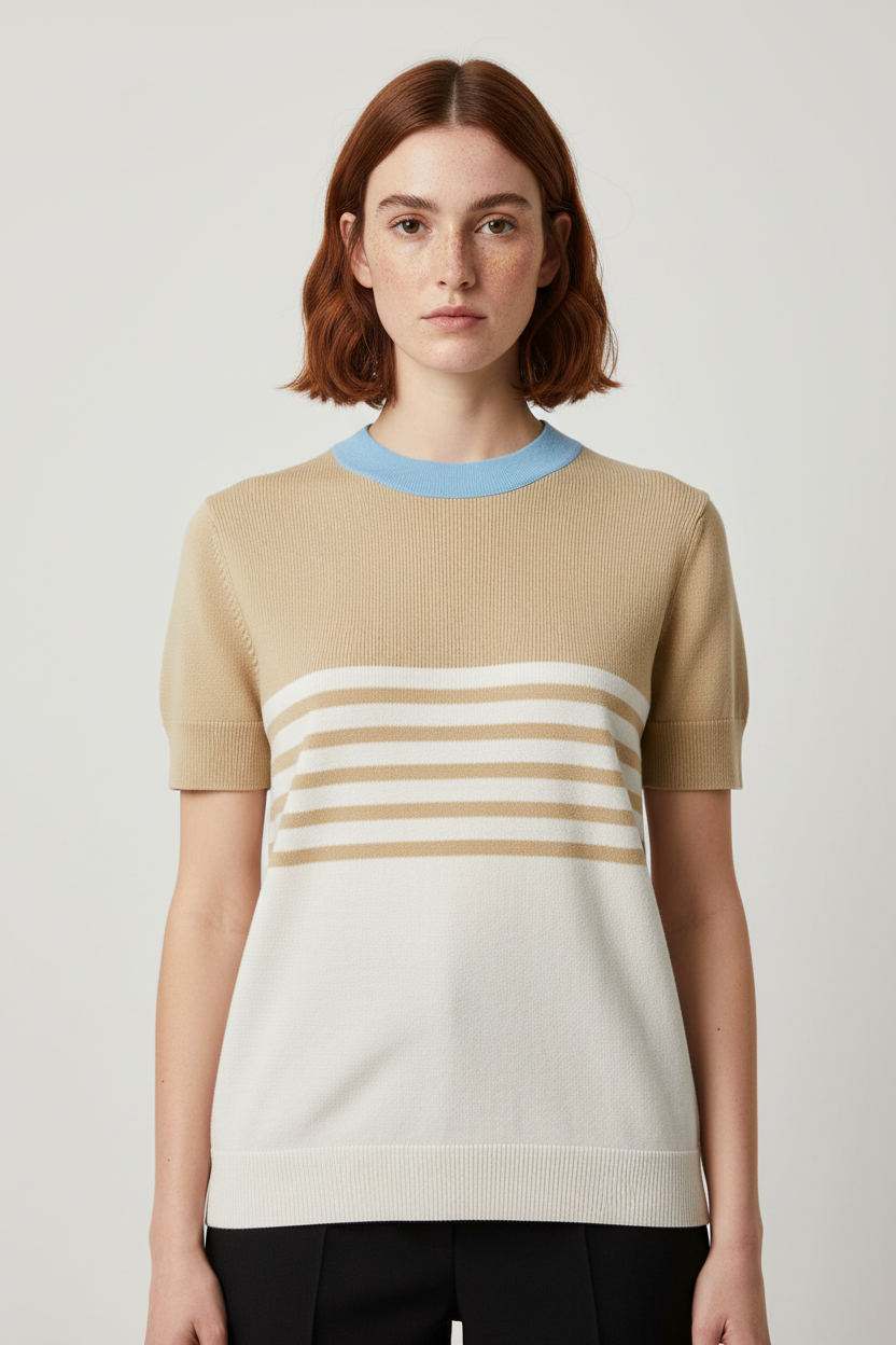 COS Damen Top Braun Blau Weiß Größe L