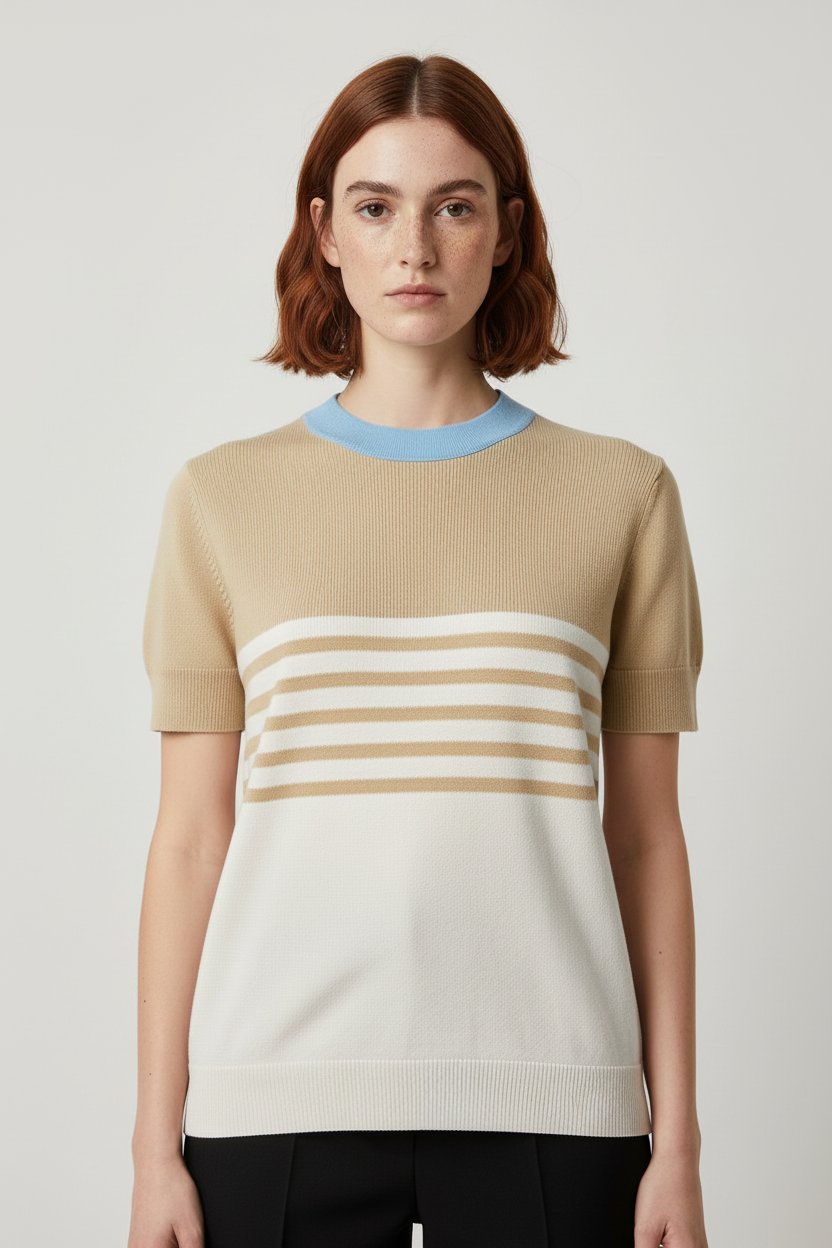 COS Damen Top Braun Blau Weiß Größe L
