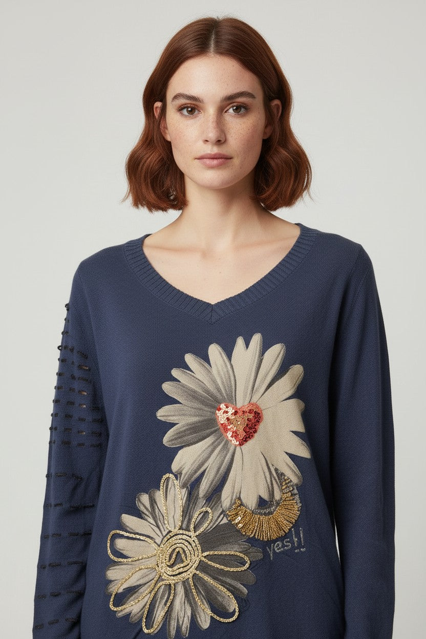 Desigual Damen Top Blau Größe XL