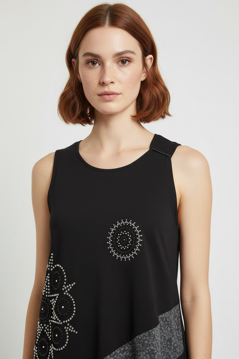 Desigual Damen Top Schwarz Grau Größe M