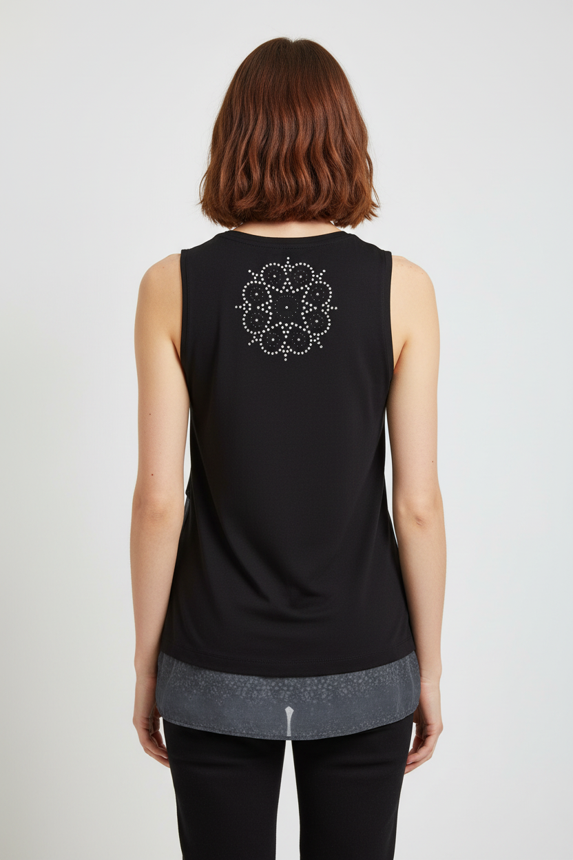 Desigual Damen Top Schwarz Grau Größe M