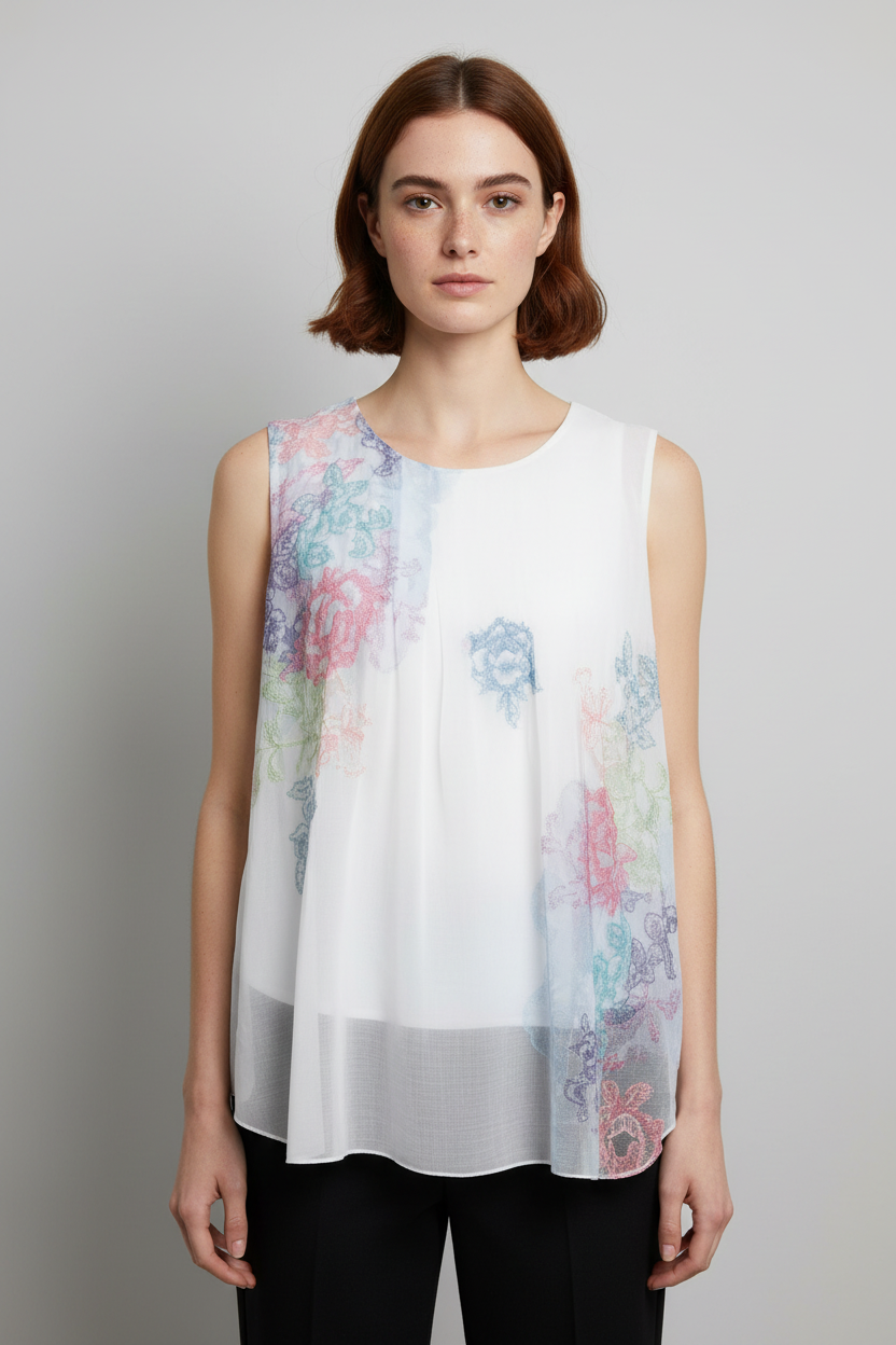 Desigual Damen Top Weiß Mehrfarbig Größe XL