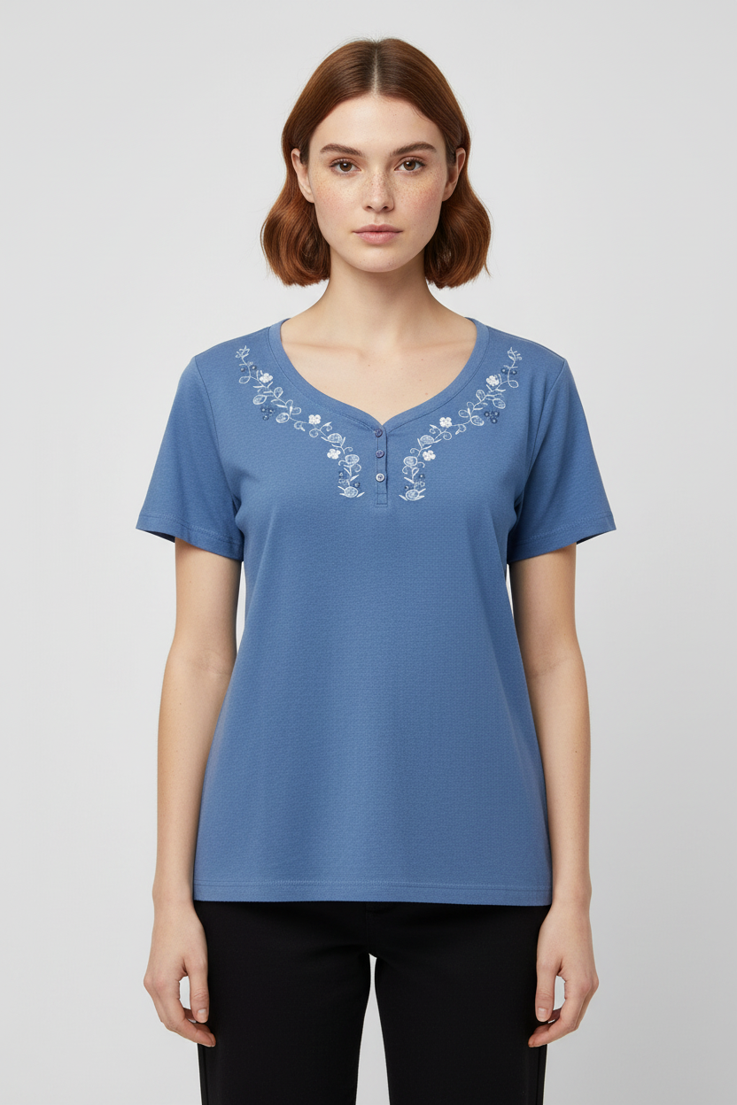 Florie Damen Top Blau Größe 2XL
