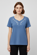 Florie Damen Top Blau Größe 2XL