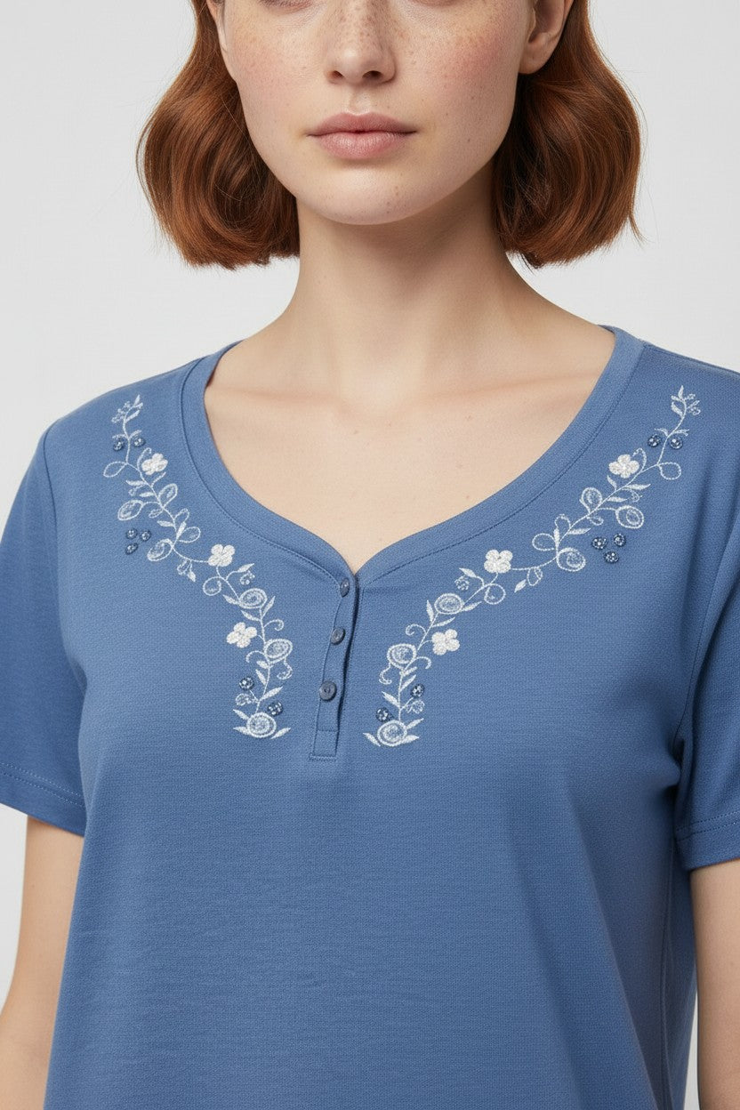 Florie Damen Top Blau Größe 2XL