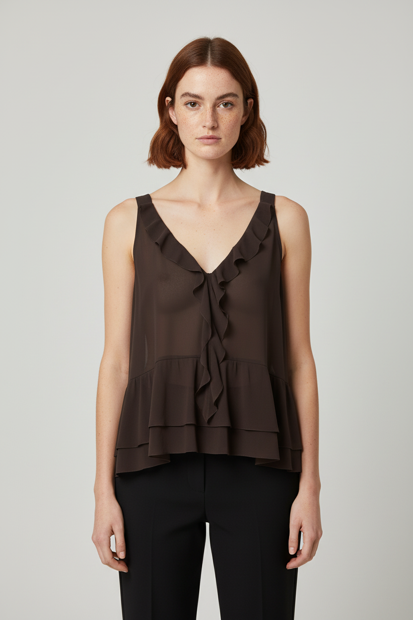 H&M Damen Peplum Top Braun Größe L