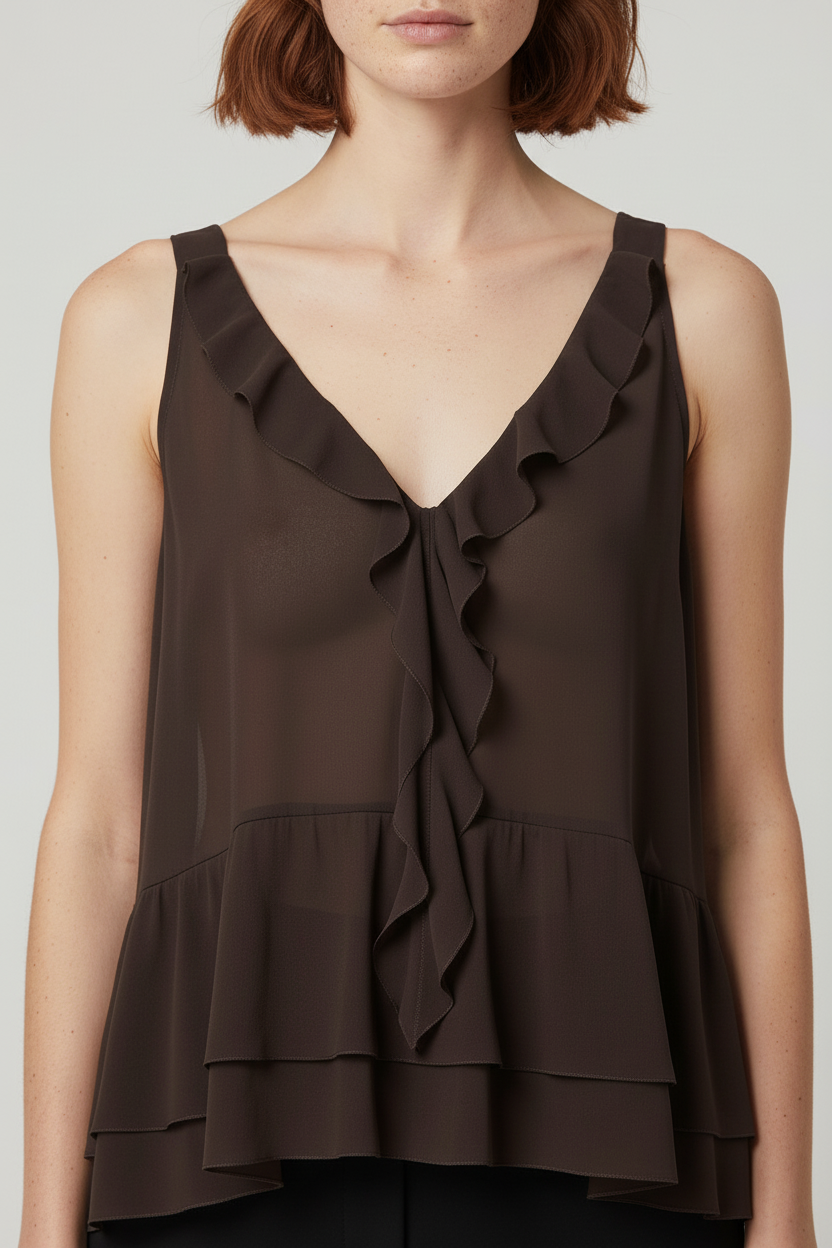 H&M Damen Peplum Top Braun Größe L