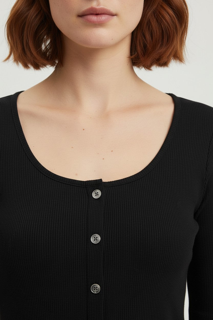 H&M Damen Top Schwarz Größe S