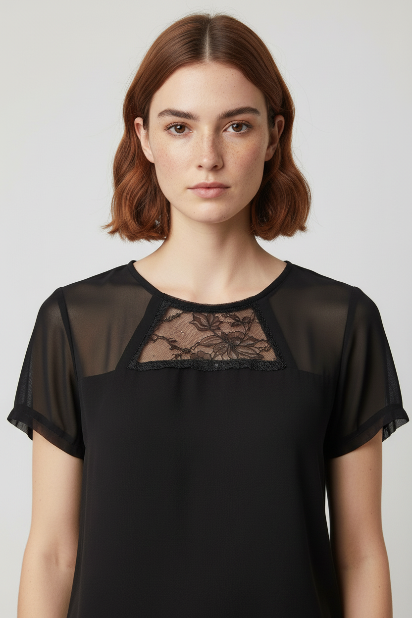 H&M Damen Top Schwarz Größe S