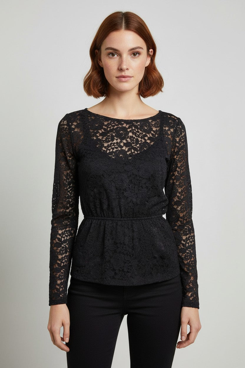 Jacqueline de Yong Damen Top Schwarz Größe XS