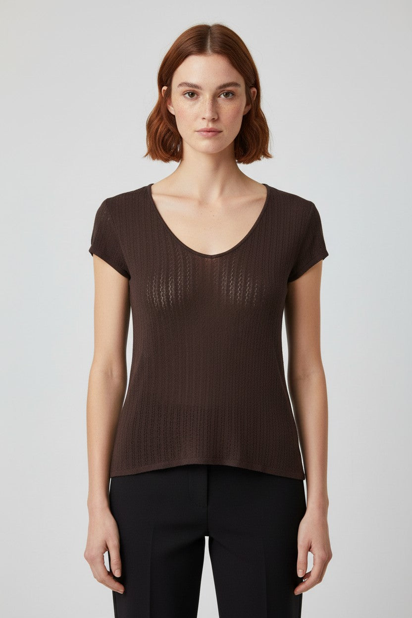 Massimo Dutti Damen Top Braun Größe M