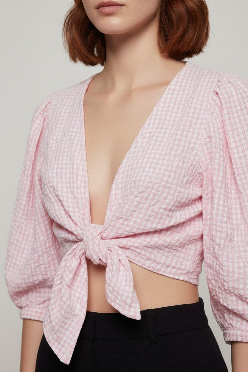 Monki Damen Top Pink Weiß Größe M