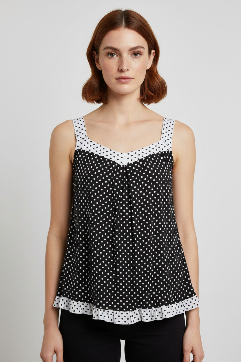 Naturals Damen Top Schwarz Weiß Größe L