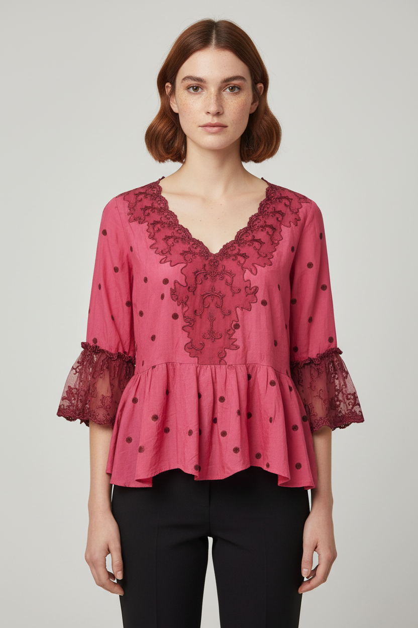 Odd Molly Damen Top Pink Schwarz Größe L