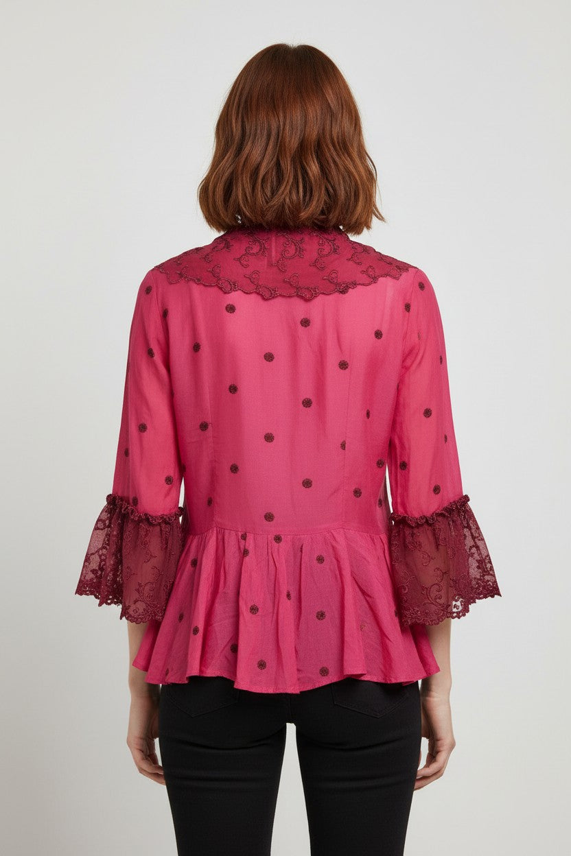 Odd Molly Damen Top Pink Schwarz Größe L