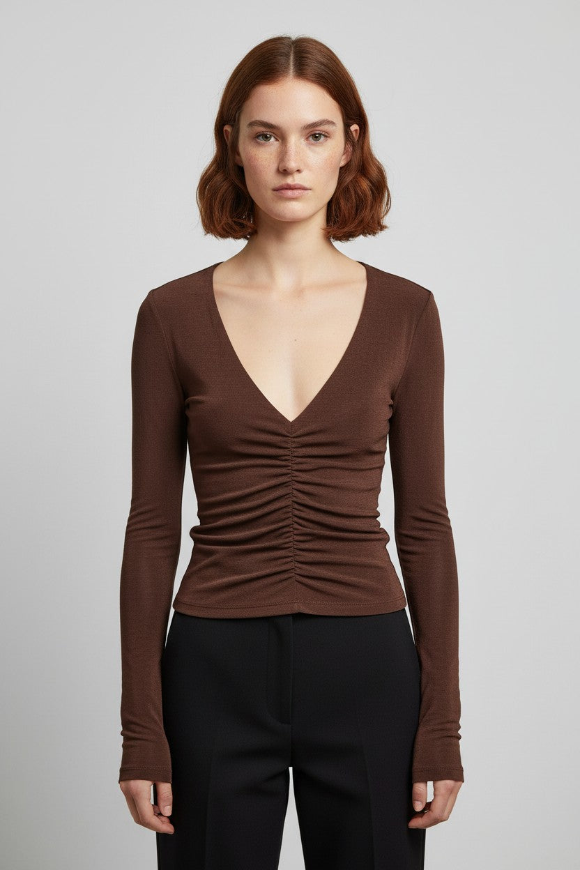 Stradivarius Damen Top Braun Größe S