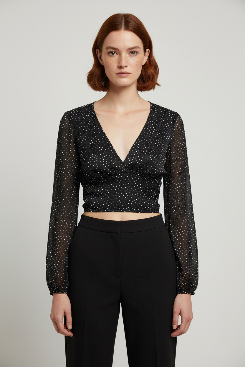 Zara Damen Top Schwarz Weiß Größe S
