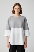 COS Damen Top Grau Weiß Größe XL