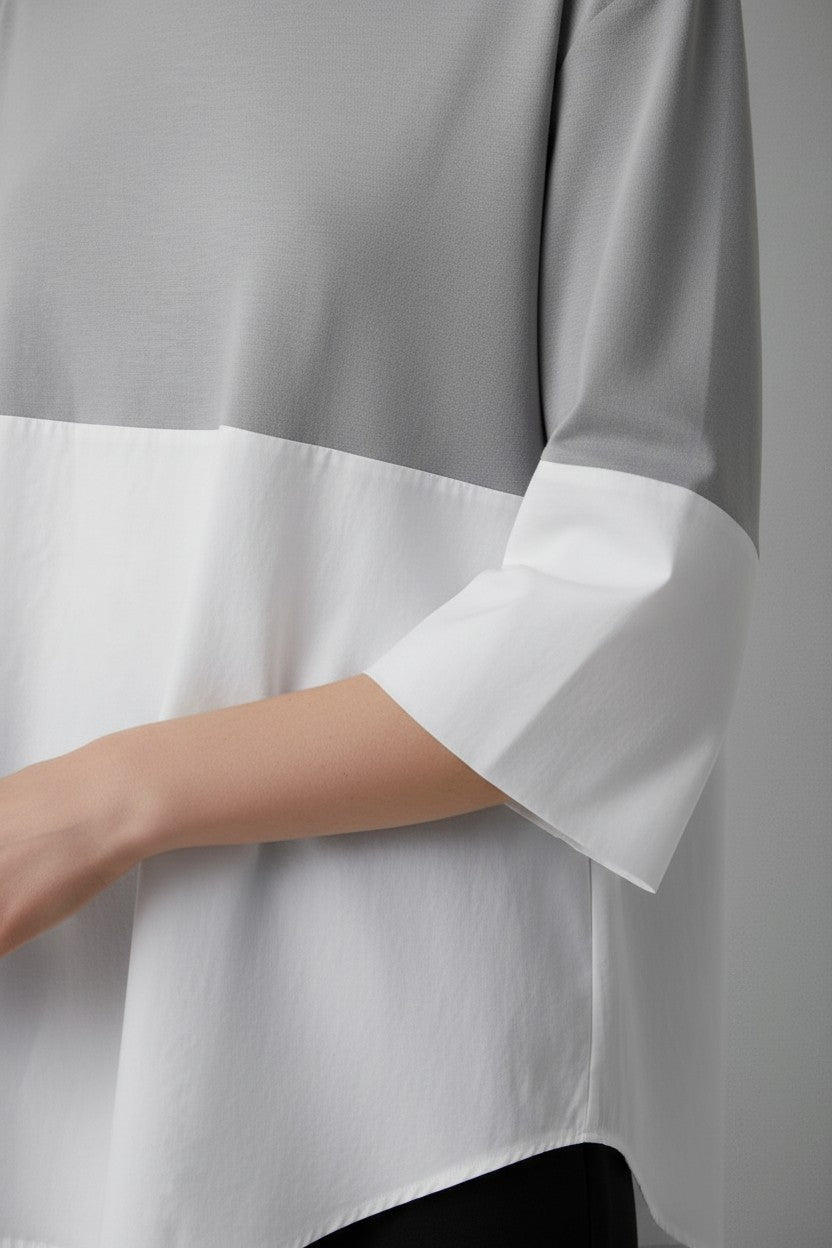 COS Damen Top Grau Weiß Größe XL