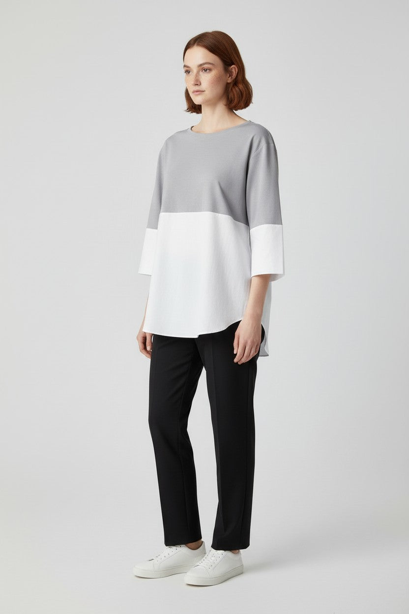 COS Damen Top Grau Weiß Größe XL
