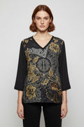 Desigual Damen Top Schwarz Mehrfarbig Größe 2XL