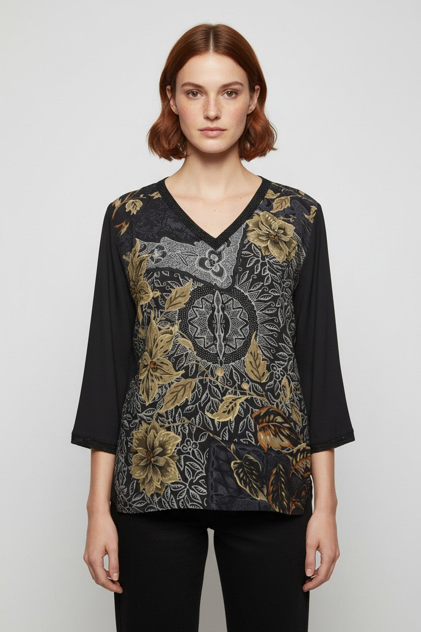 Desigual Damen Top Schwarz Mehrfarbig Größe 2XL