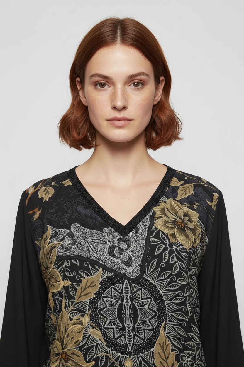 Desigual Damen Top Schwarz Mehrfarbig Größe 2XL