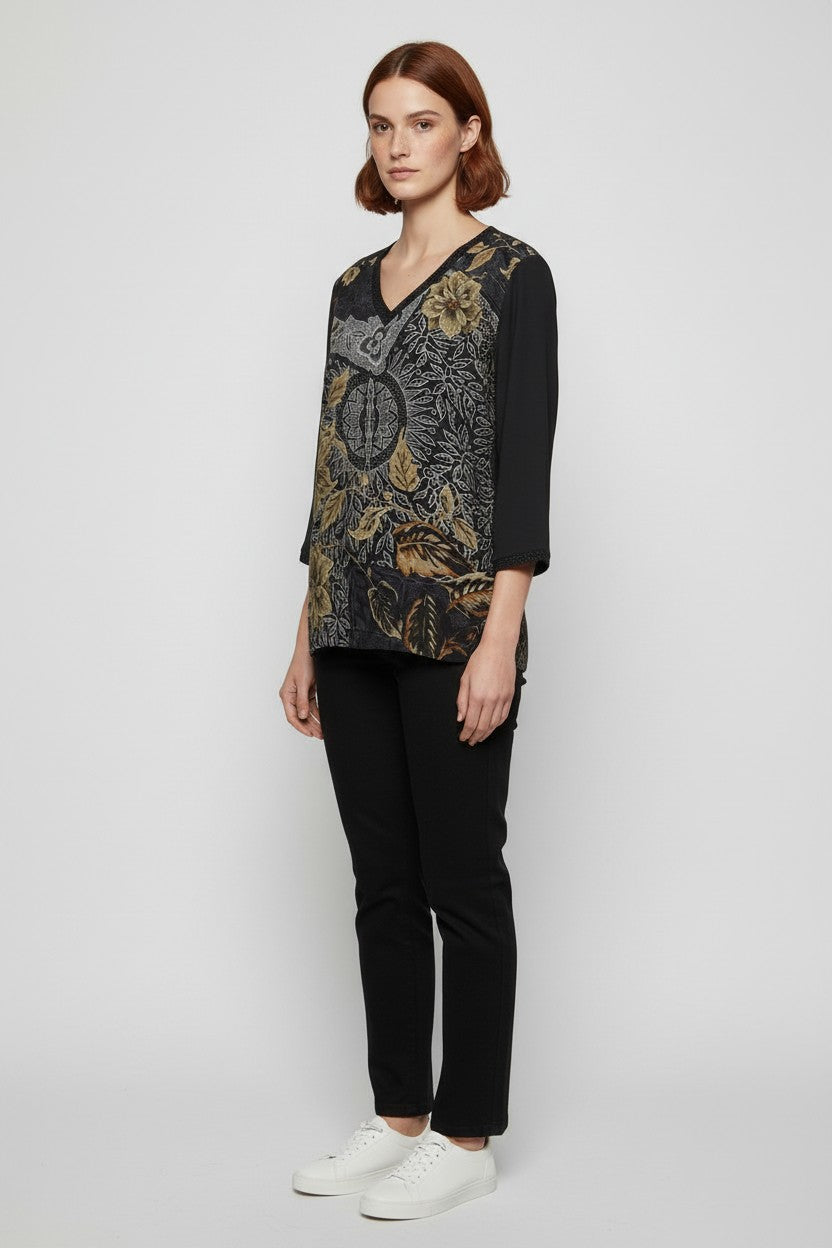 Desigual Damen Top Schwarz Mehrfarbig Größe 2XL