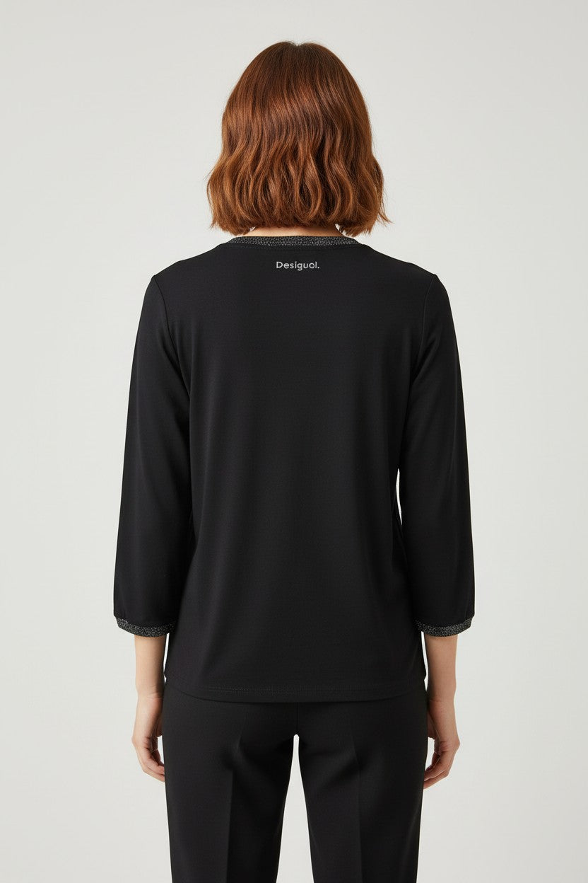 Desigual Damen Top Schwarz Mehrfarbig Größe 2XL
