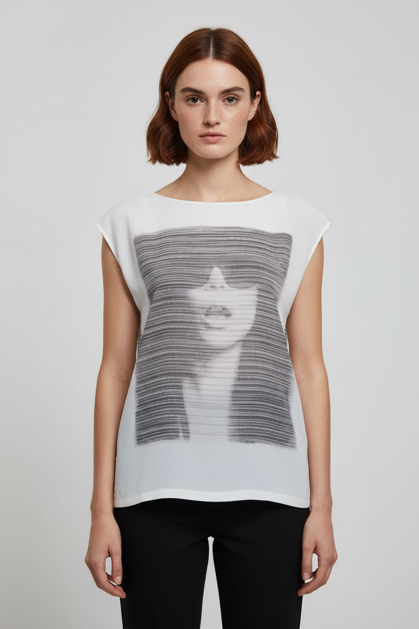 ESPRIT Damen Top Weiß Schwarz Größe XS