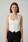 Gina Tricot Damen Neckholder Top Weiß Größe XS