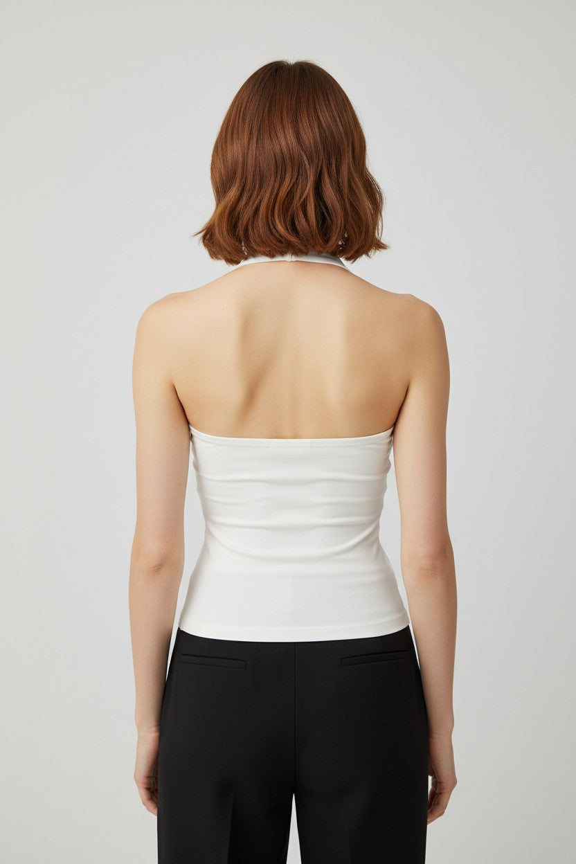 Gina Tricot Damen Neckholder Top Weiß Größe XS