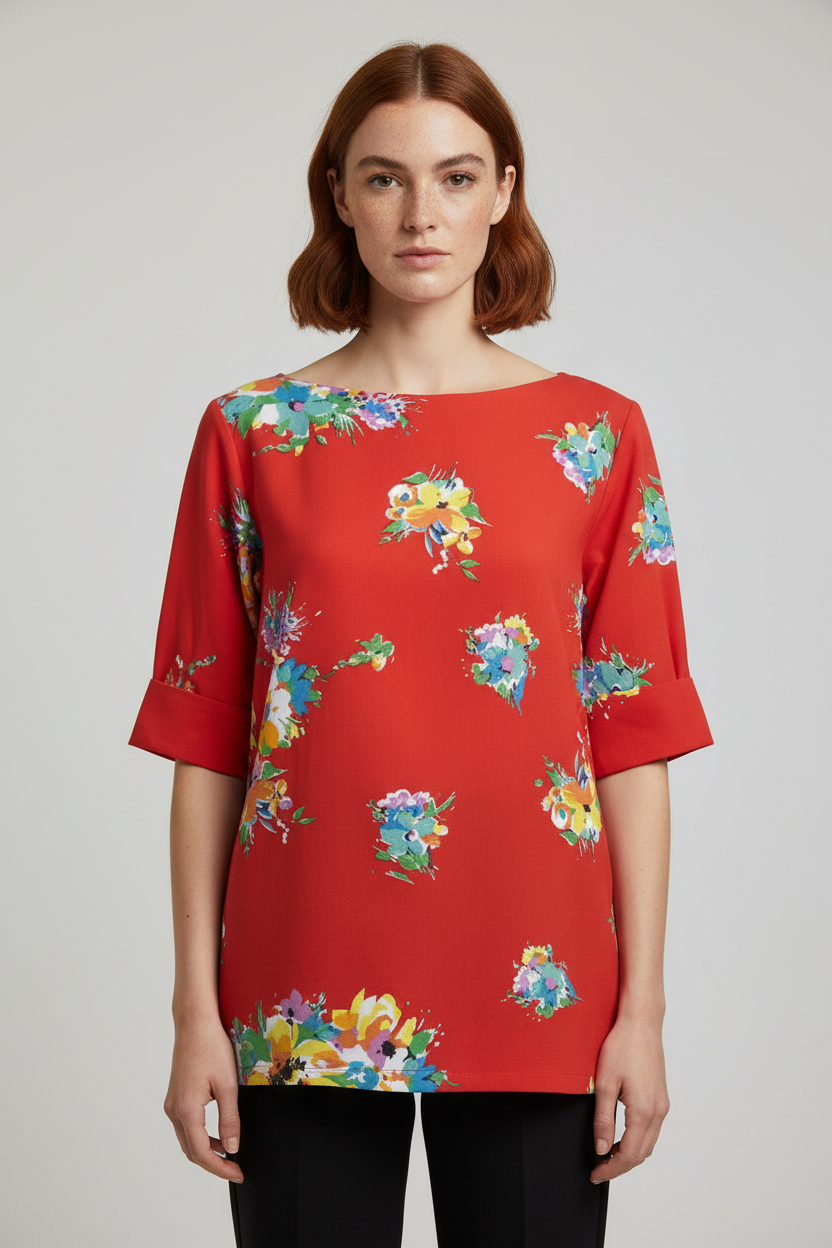 Lauren Ralph Lauren Damen Top Rot Mehrfarbig Größe 1XL