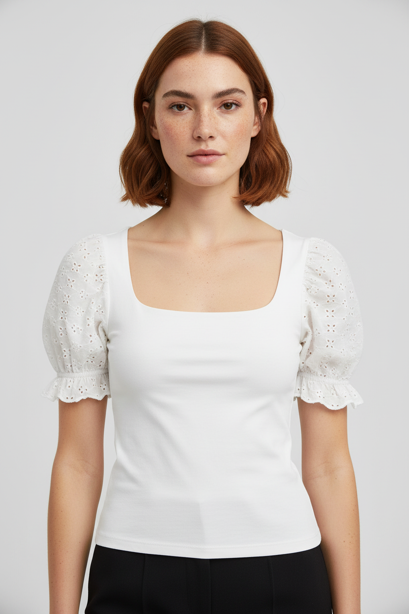 Monki Damen Top Weiß Größe XS