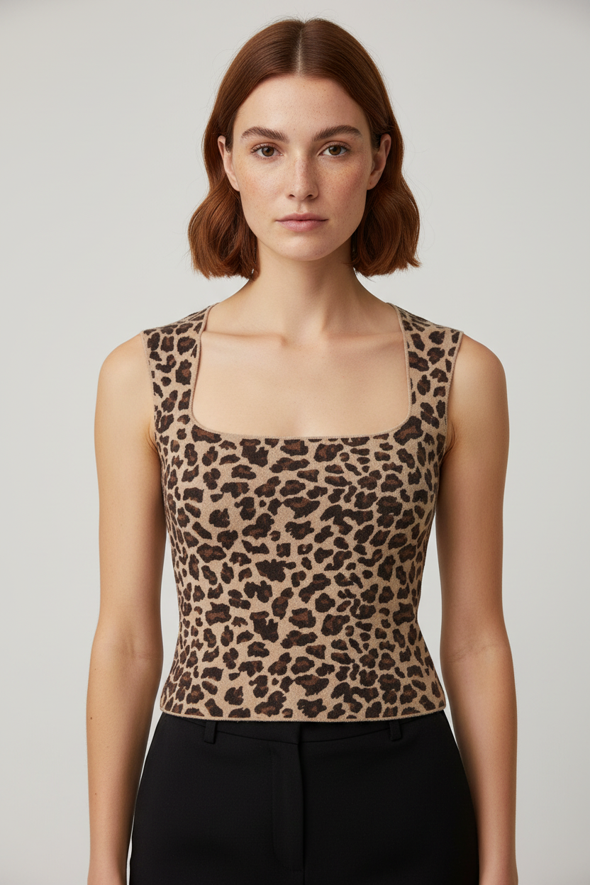 Zara Damen Top Beige Braun Schwarz Größe S