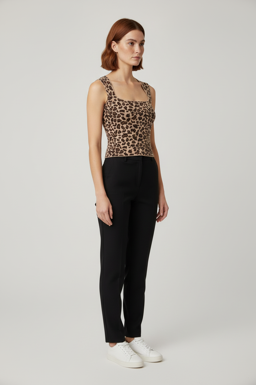 Zara Damen Top Beige Braun Schwarz Größe S