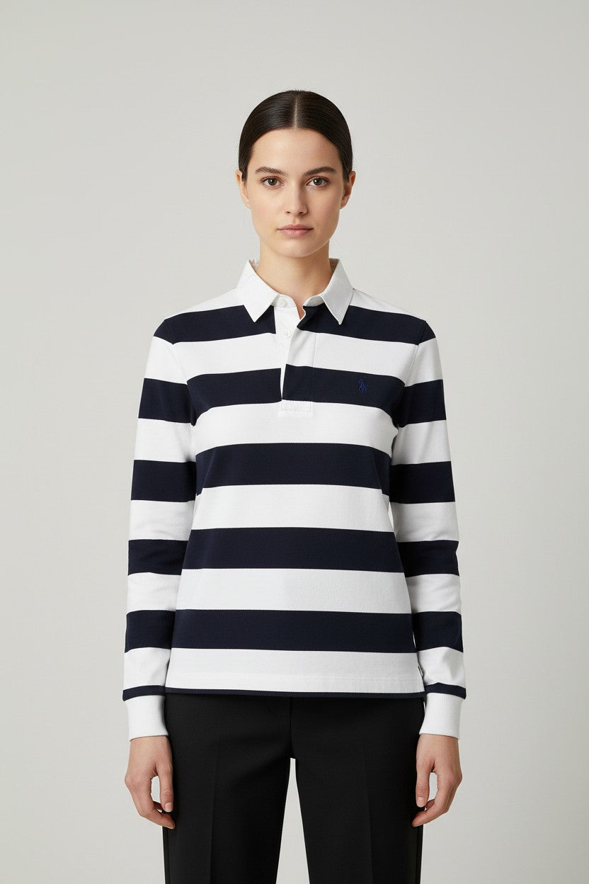 Ralph Lauren Damen Rugbyshirt Blau/Weiß Größe S