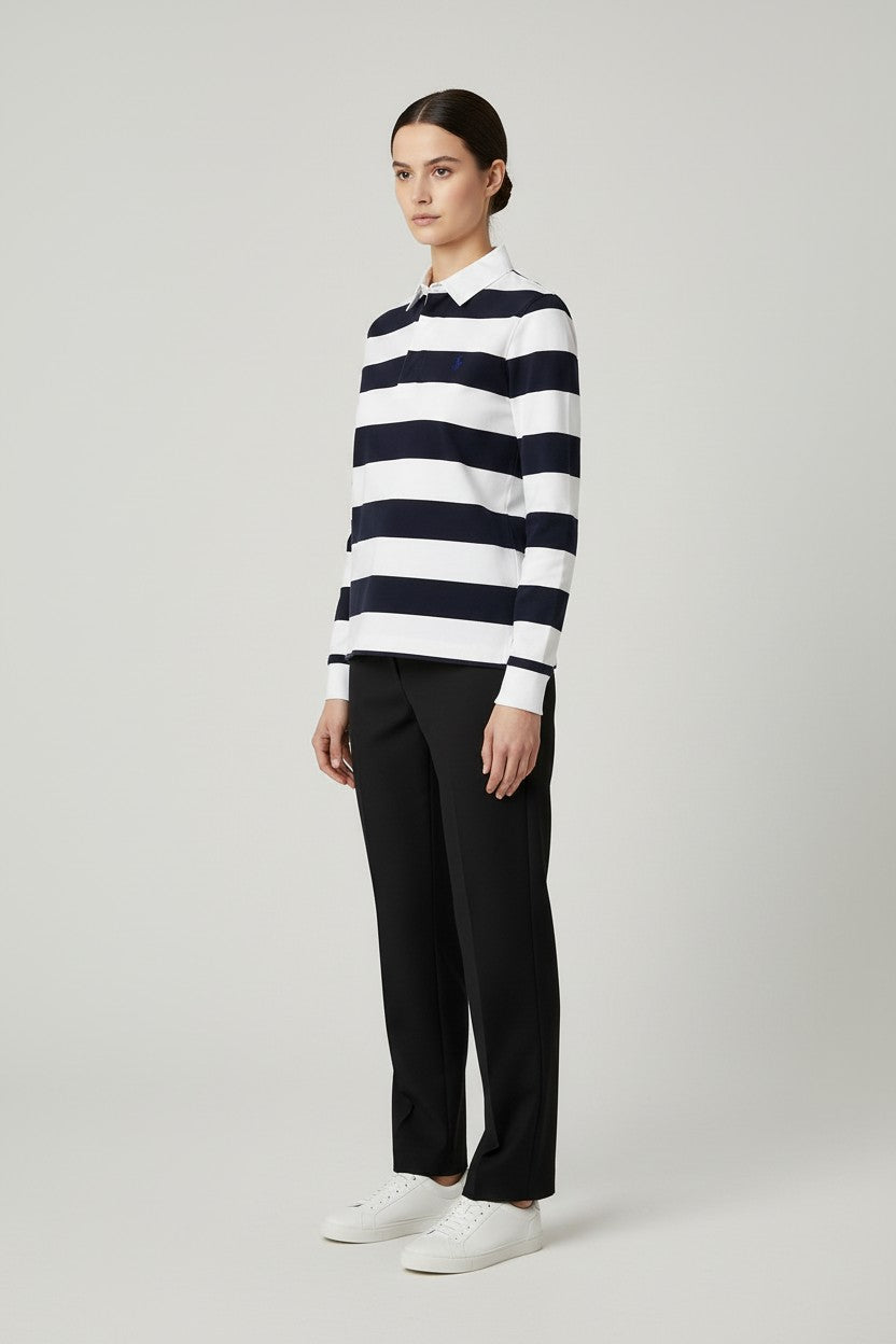 Ralph Lauren Damen Rugbyshirt Blau/Weiß Größe S