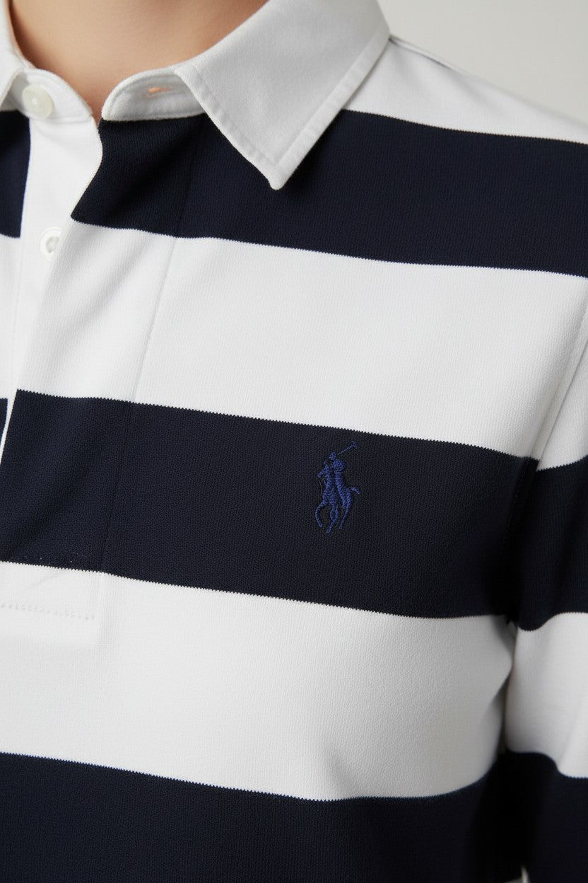 Ralph Lauren Damen Rugbyshirt Blau/Weiß Größe S