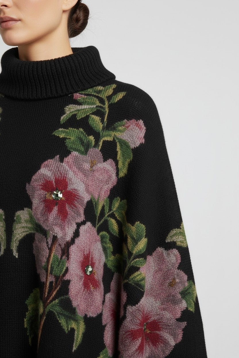 Desigual Damen Rollkragenpullover Schwarz Mehrfarbig Größe XS