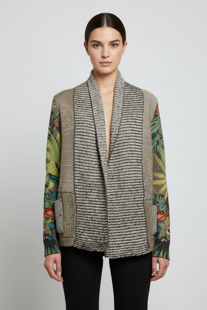 Desigual Damen Strickjacke Grün Mehrfarbig Größe S