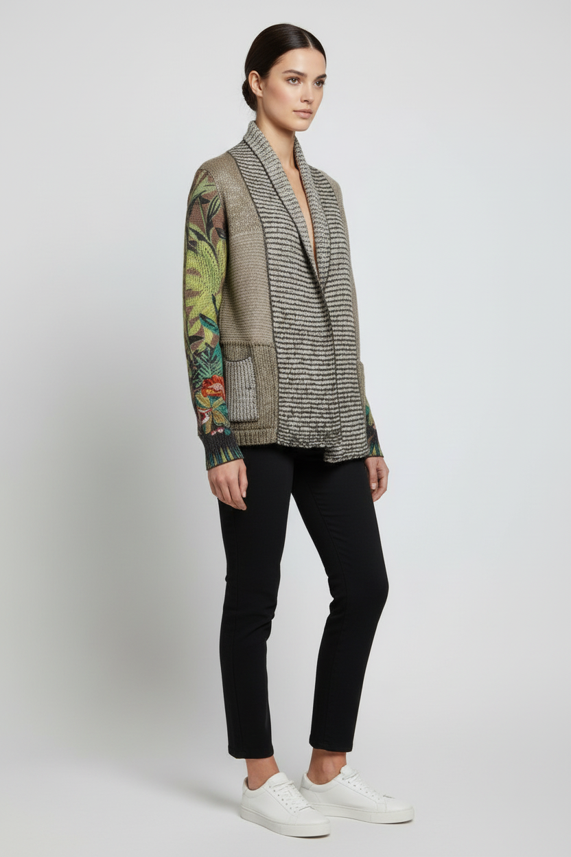 Desigual Damen Strickjacke Grün Mehrfarbig Größe S