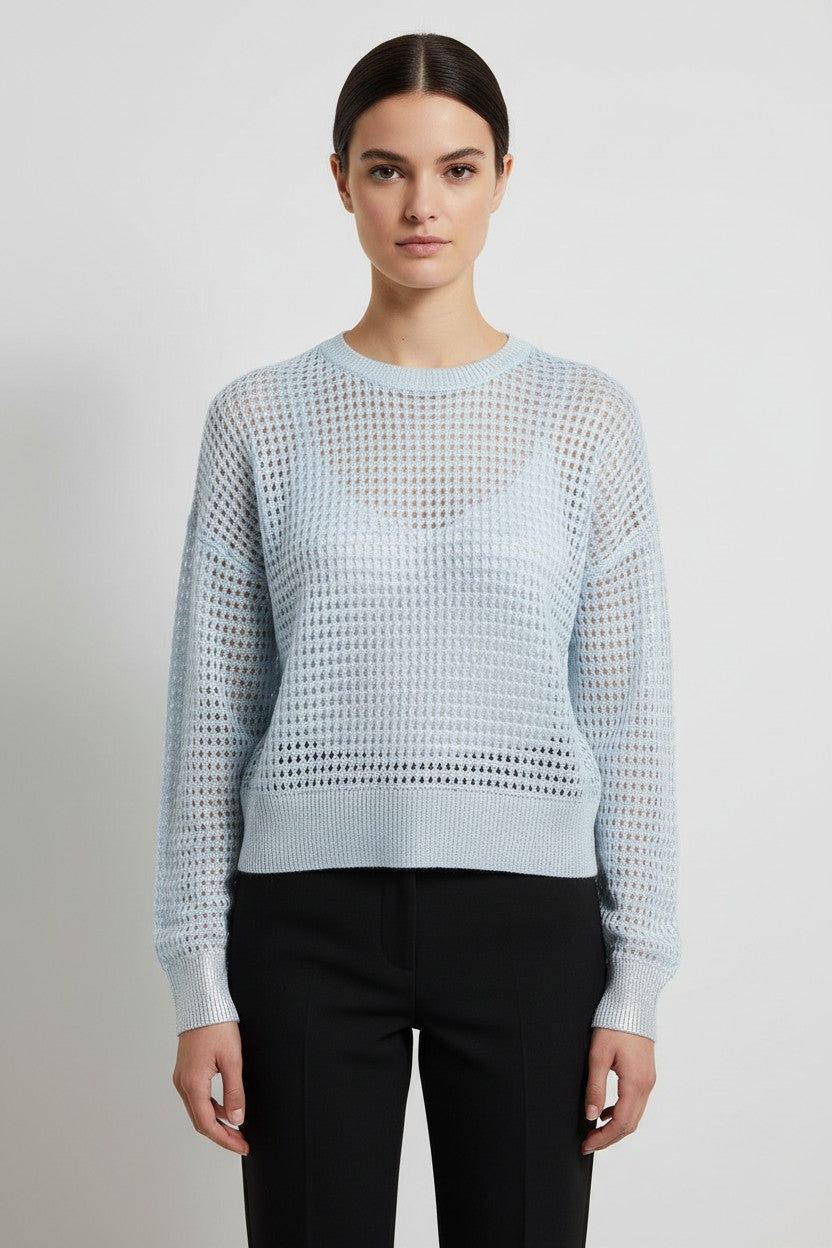 Desigual Damen Strickpullover Blau Silber Größe S