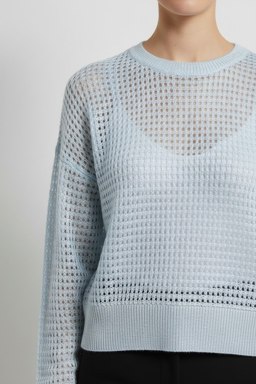 Desigual Damen Strickpullover Blau Silber Größe S