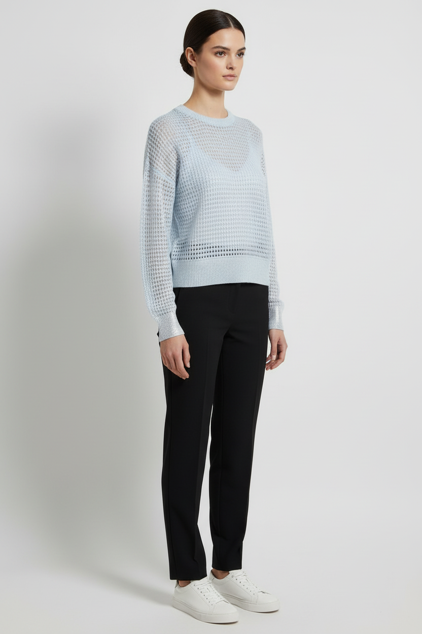 Desigual Damen Strickpullover Blau Silber Größe S